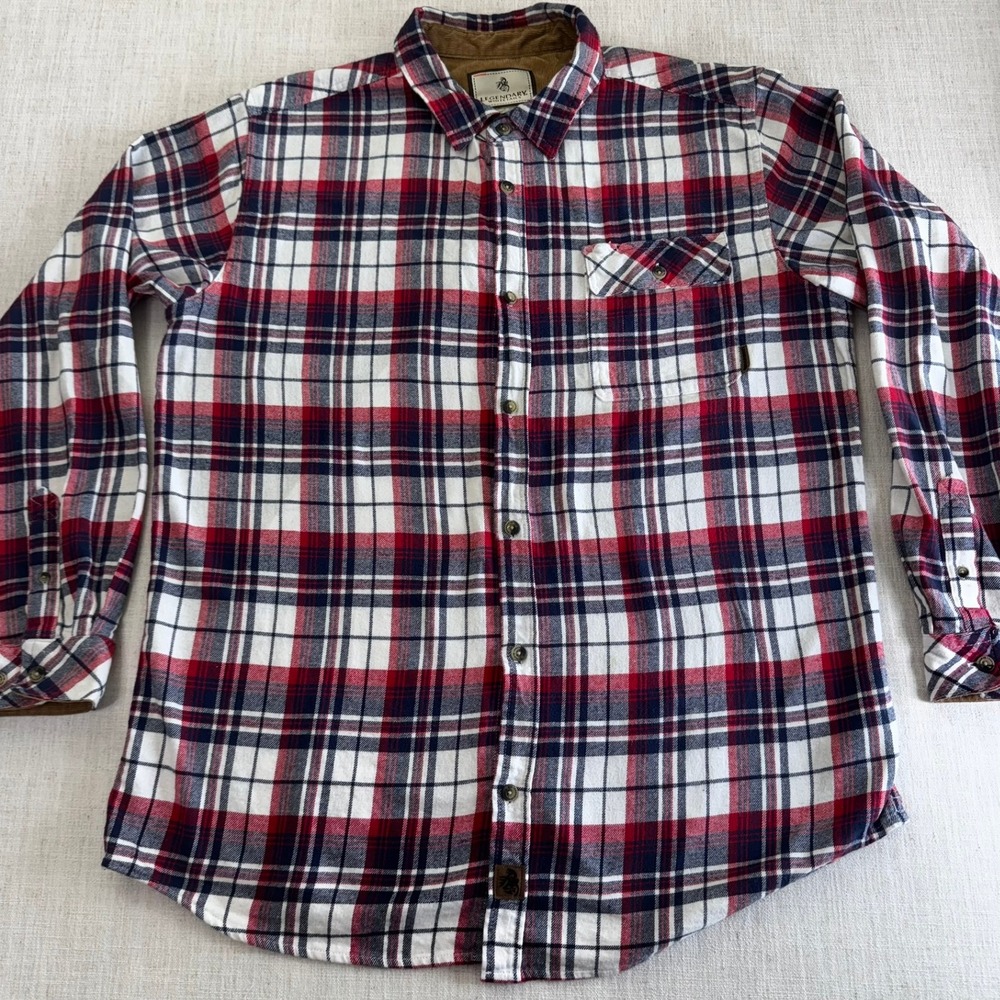 Legendary Whitetails Mens Buck Camp Flannel Shirt Red Blue Plaid Cotton XLT Tall